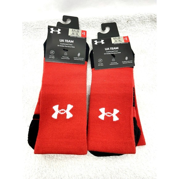 Under Armour Other - Lot of 2 Under Armour Team Men's 8.5-13/Women's 10-14 Red Cushioned Crew Socks
